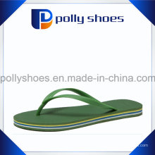 Pure Green Color Rubber Flat Flip Flop Men Slipper